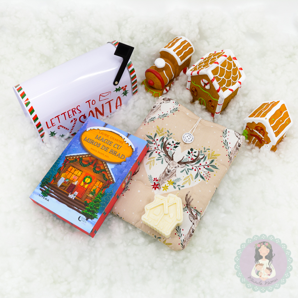 Set Crăciun/carte/husă carte/lumânare soia/cerb