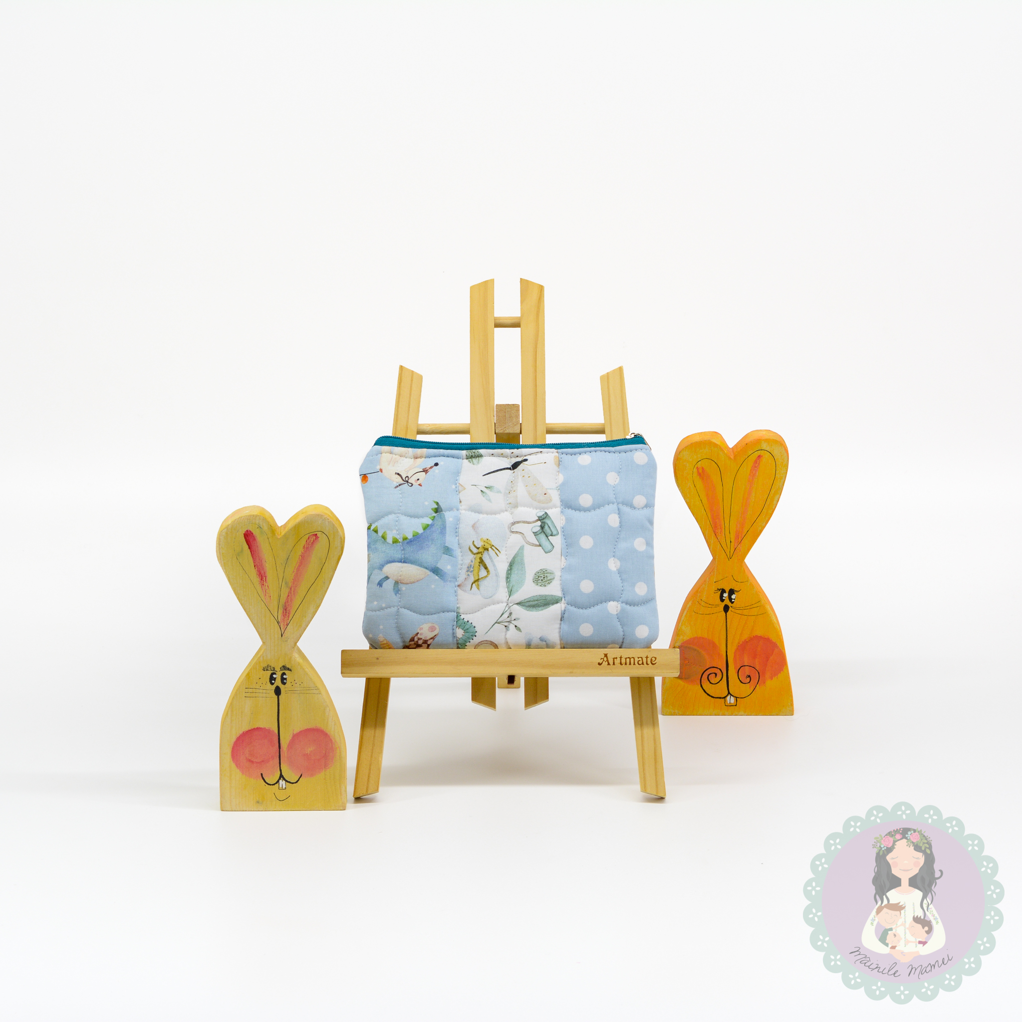 Pouch patchwork/pouch unicat/pouch/blue