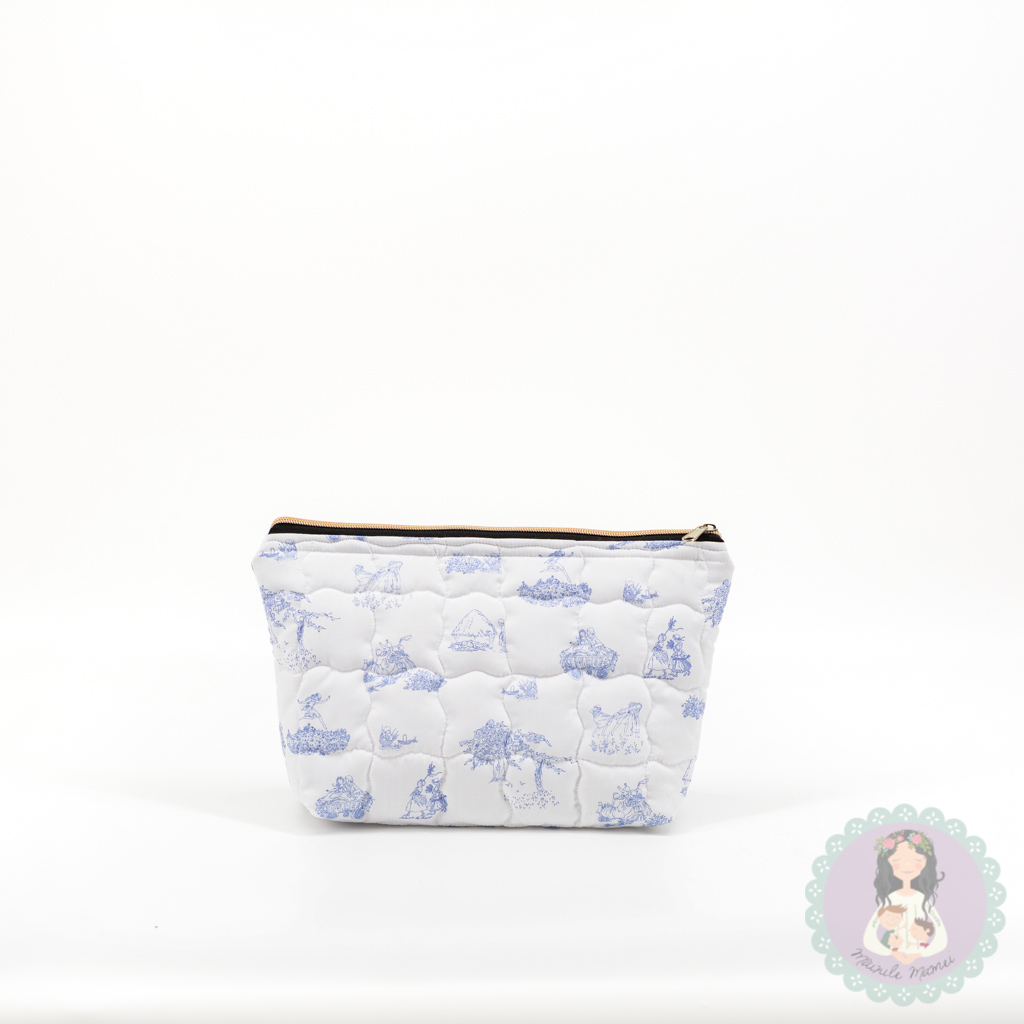 Portfard mare/portfard unicat/pouch/vintage alb cu bleu