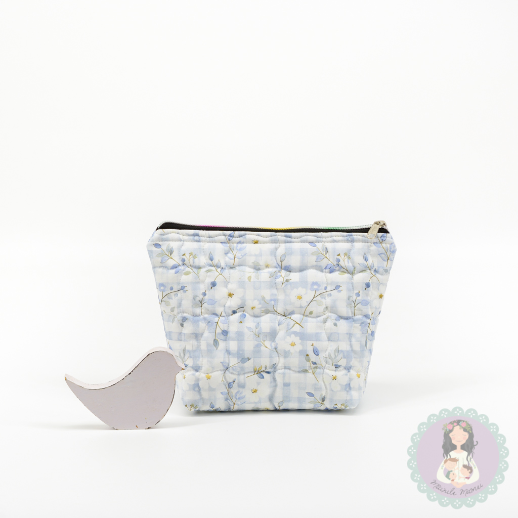 Portfard din bumbac organic/portfard/accesorii/flori bleu