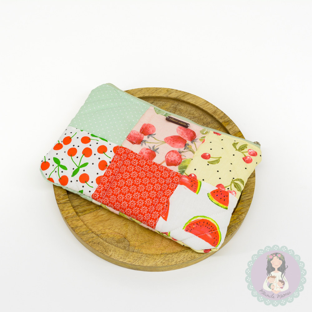Pouch patchwork/pouch unicat/strawberry/mint
