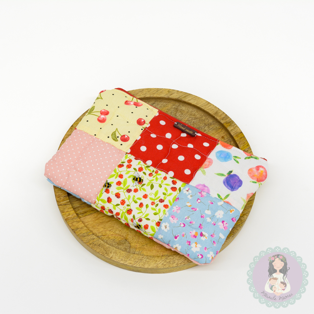 Pouch patchwork/pouch unicat/cherry red